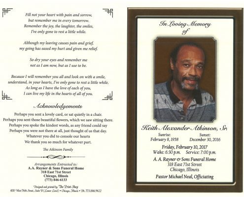 Keith Alexander Atkinson Sr Obituary