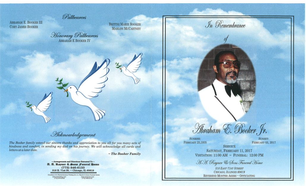 Abraham E Booker Jr Obituary