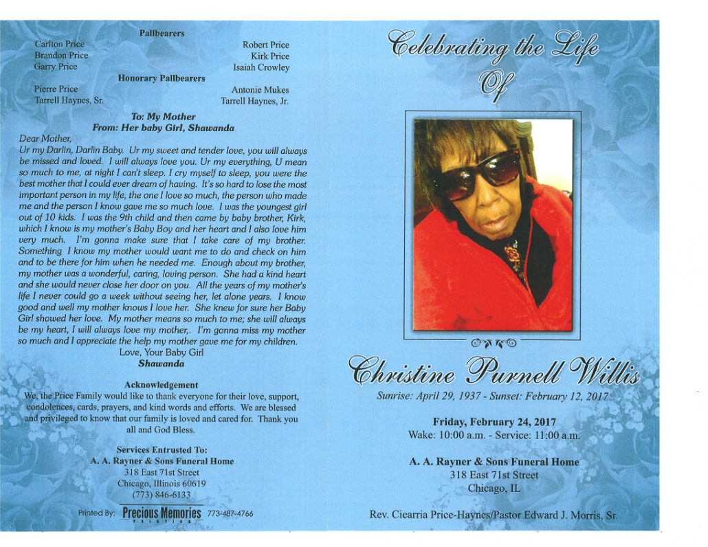 Christine Purnell Willis OBituary