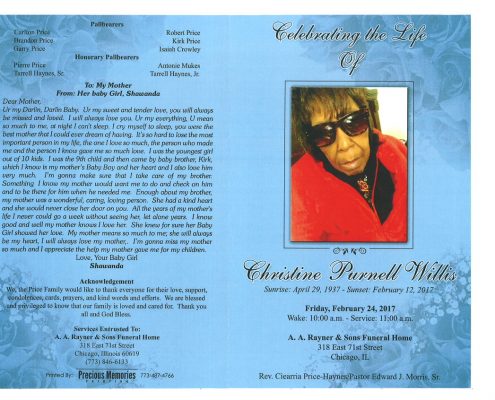 Christine Purnell Willis OBituary