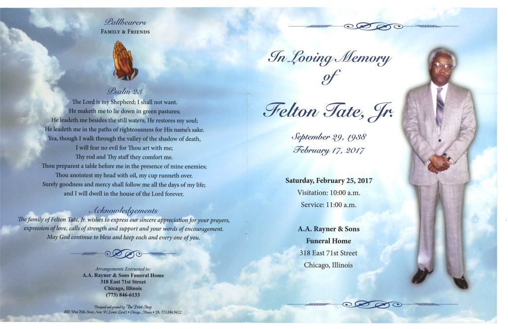 Felton Tate Jr Obituary