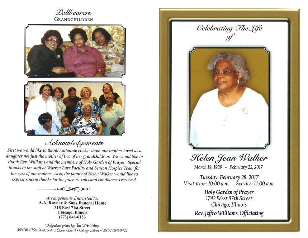 Helen Jean Walker Obituary