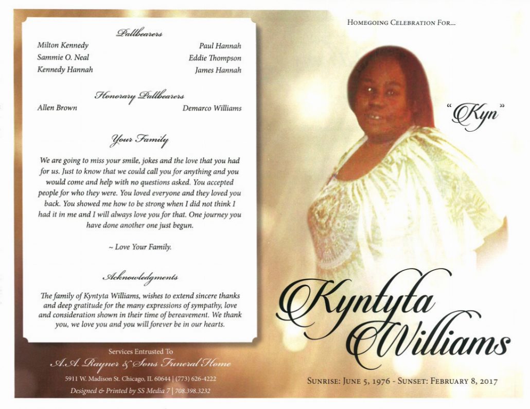 Kyntyta Williams Obituary