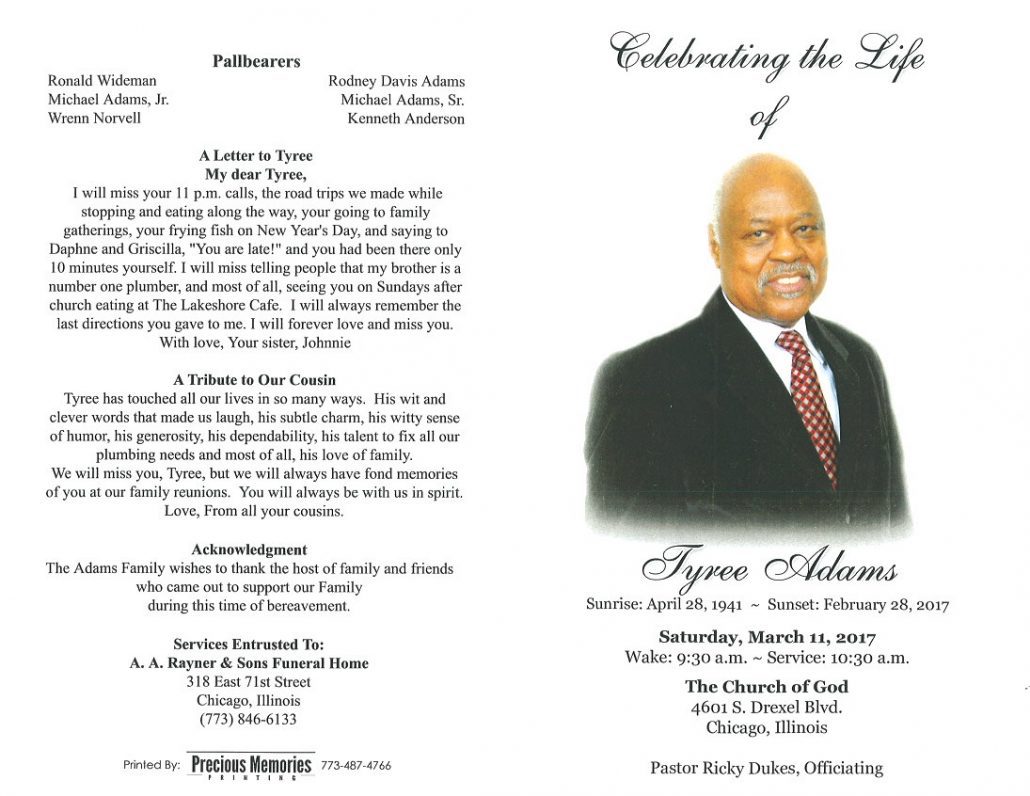 Tyree Adams Obituary
