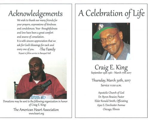 Craig E King Obituary