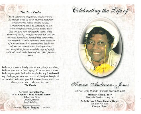 Teressa Anderson Jones Obituary