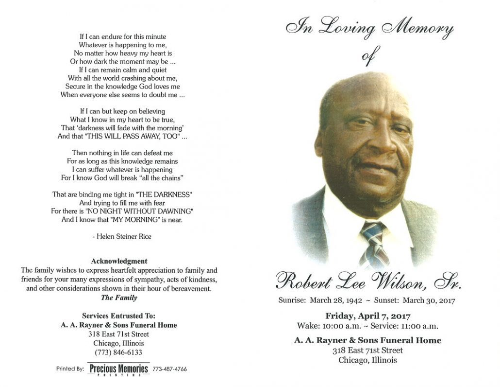 Robert Lee Wilson Sr Obituary