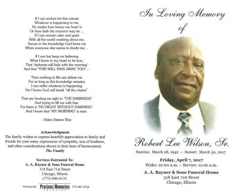 Robert Lee Wilson Sr Obituary