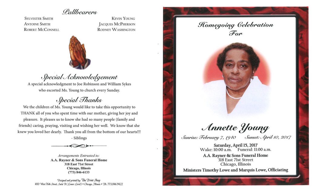 Annette Young Obituary | AA Rayner and Sons Funeral Home