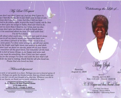 Mary Sigh Obituary