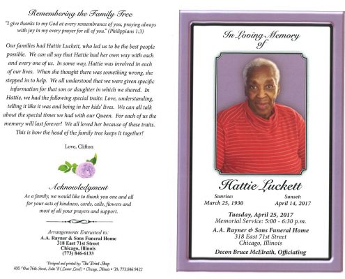 Hattie Luckett obituary