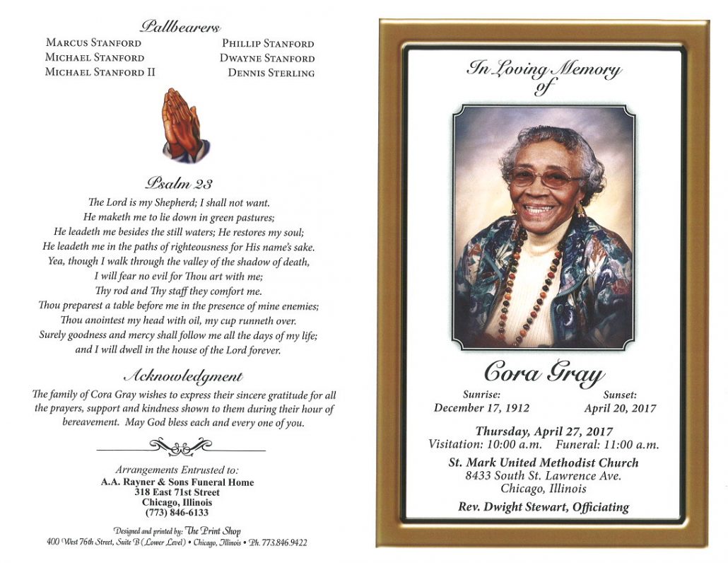 Cora Gray Obituary | AA Rayner and Sons Funeral Homes