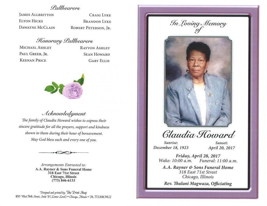 Claudia Howard Obituary