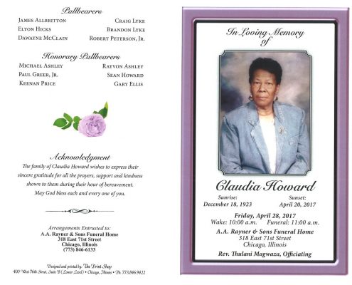 Claudia Howard Obituary