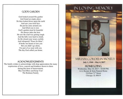 Miriam Cordella Mosely OBituary