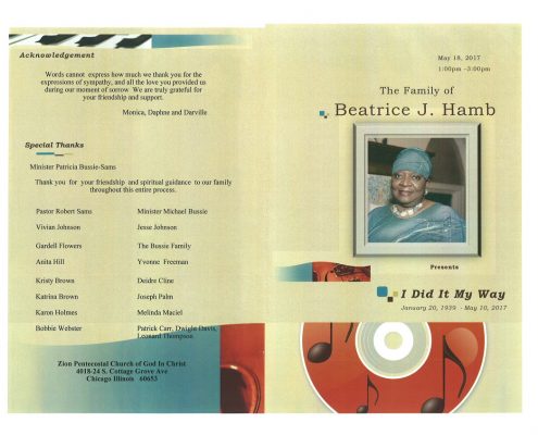 Beatrice J Hamb Obituary