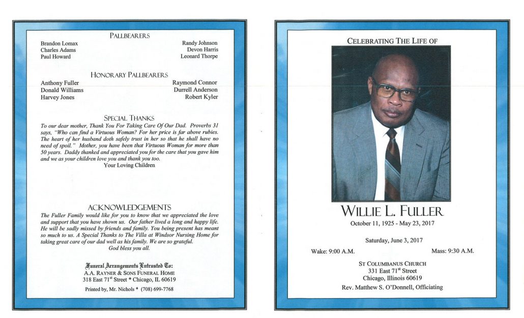 Willie L Fuller Obituary