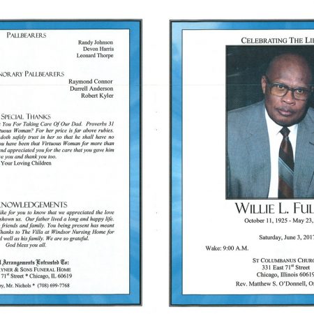 Willie L Fuller Obituary | AA Rayner and Sons Funeral Homes