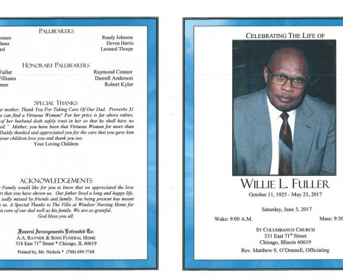 Willie L Fuller Obituary