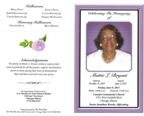 Mattie L Bryant Obituary