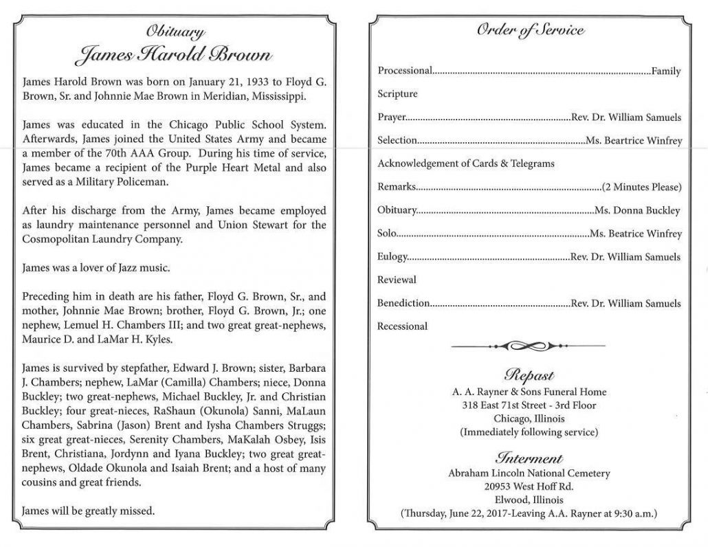 James Harold Brown Obituary | AA Rayner and Sons Funeral Homes