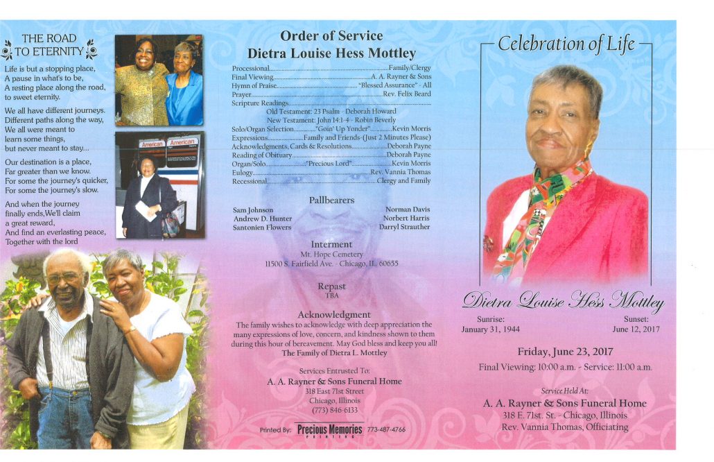 Dietra Louise Hess Mottley Obituary