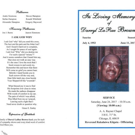 Darryl LaRue Brown Obituary | AA Rayner and Sons Funeral Homes