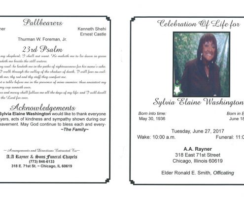 Sylvia Elaine Washington Obituary