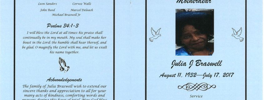 Julia J Braswell Obituary