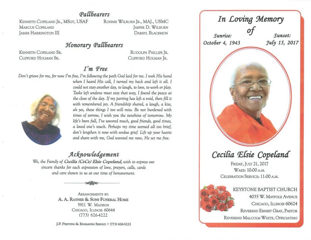 Cecilia Elsie Copeland Obituary | AA Rayner and Sons Funeral Homes