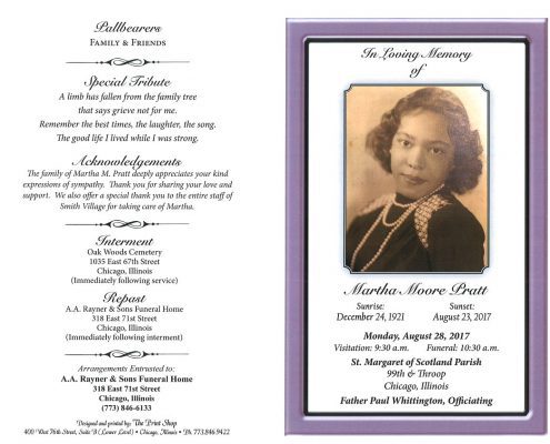 Martha Moore Pratt Obituary