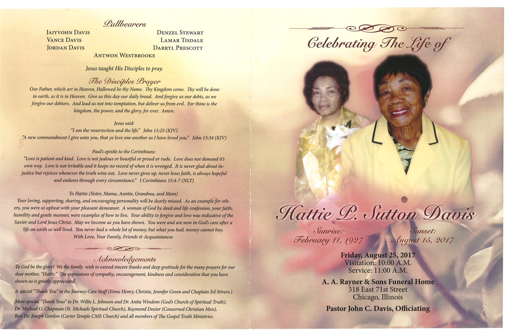 Hattie P Sutton Davis Obituary | AA Rayner and Sons Funeral Homes