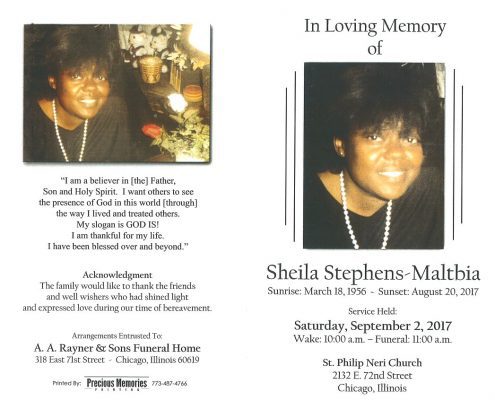 Sheila Stephens Maltbia Obituary