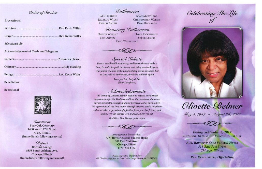 Olivette Belmer Obituary | AA Rayner and Sons Funeral Homes