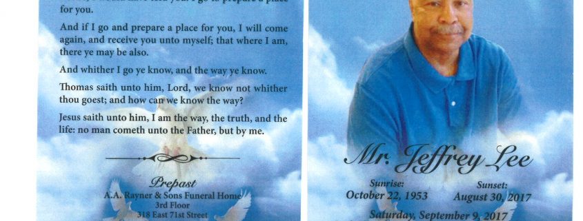 Mr Jeffery Lee Obituary