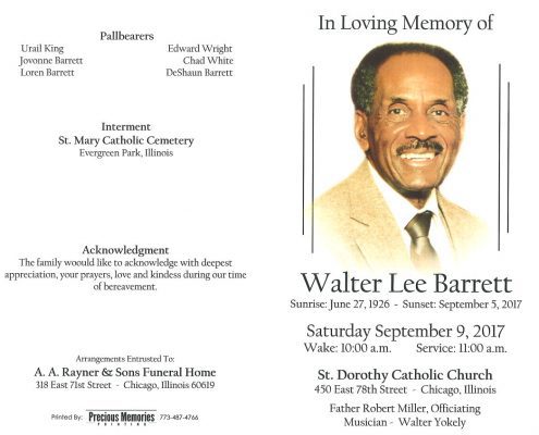 Walter Lee Barrett Obituary