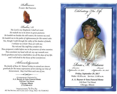 Rose M Watson Obituary
