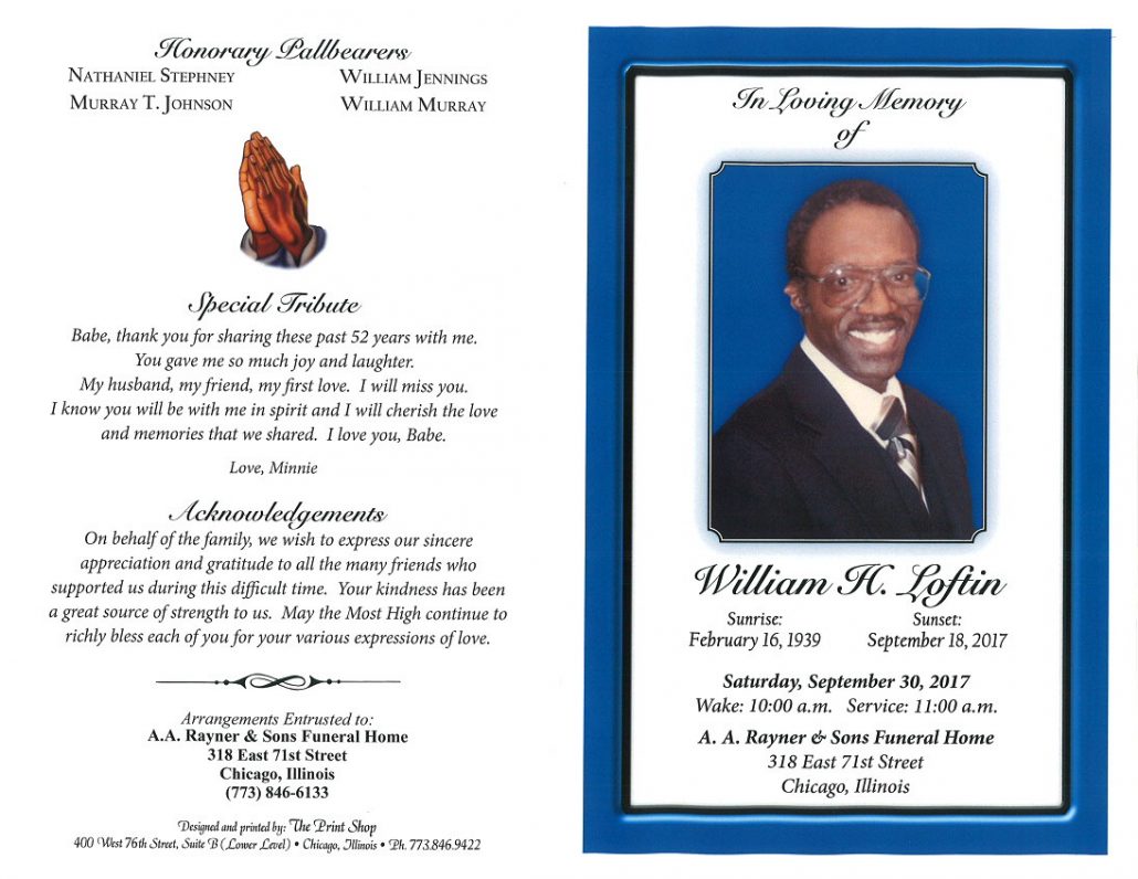 William H Loftin Obituary | AA Rayner and Sons Funeral Homes