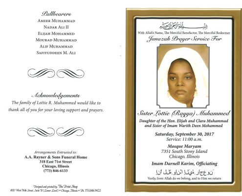 Sister Lottie Rayya Muhammed Obituary