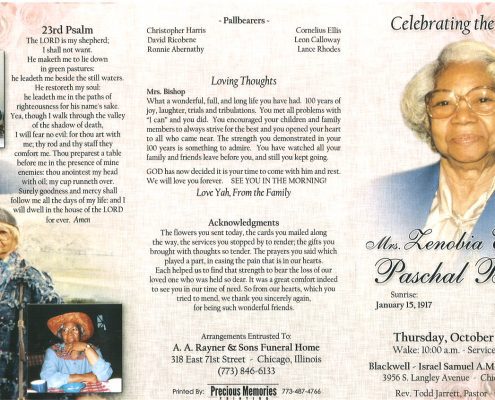 Paschal Bishop Obituary