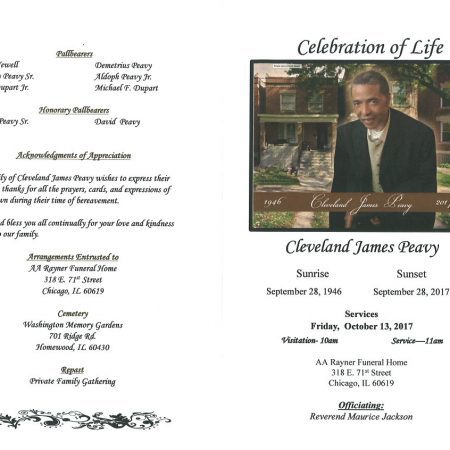 Cleveland James Peavy Obituary | AA Rayner And Sons Funeral Homes