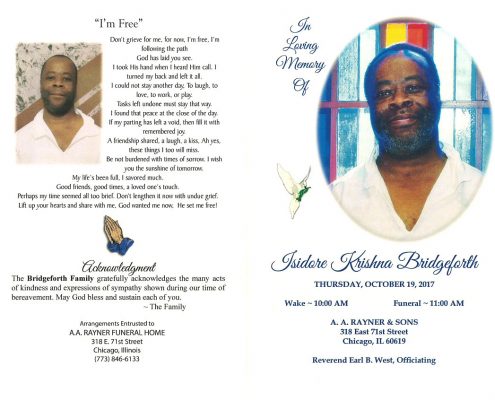 Isidore Krishna Bridgeforth Obituary