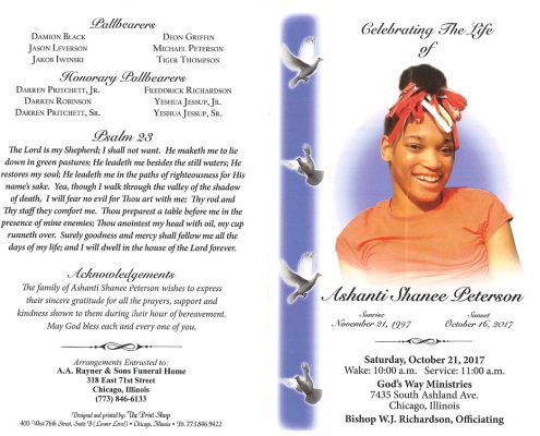 Ashanti Shanee Peterson Obituary
