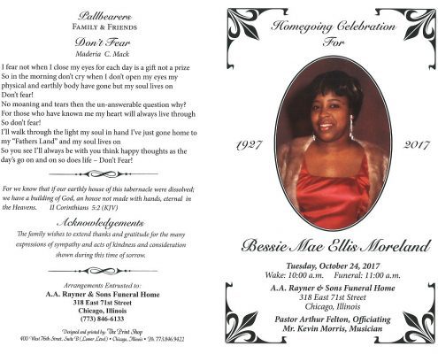 Bessie Mae Ellis Moreland Obituary