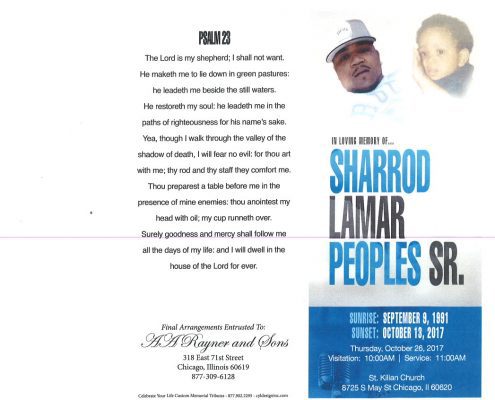 Sharrod Lamar Peoples Sr Obituary AA Rayner and Sons