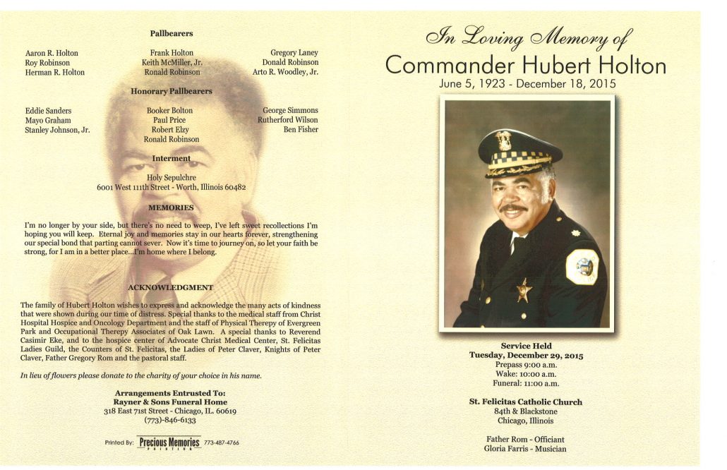 Commander Hubert Holton Obituary