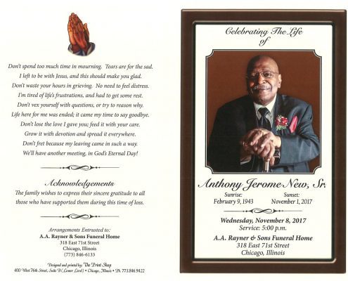 Anthony Jerome New Sr Obituary