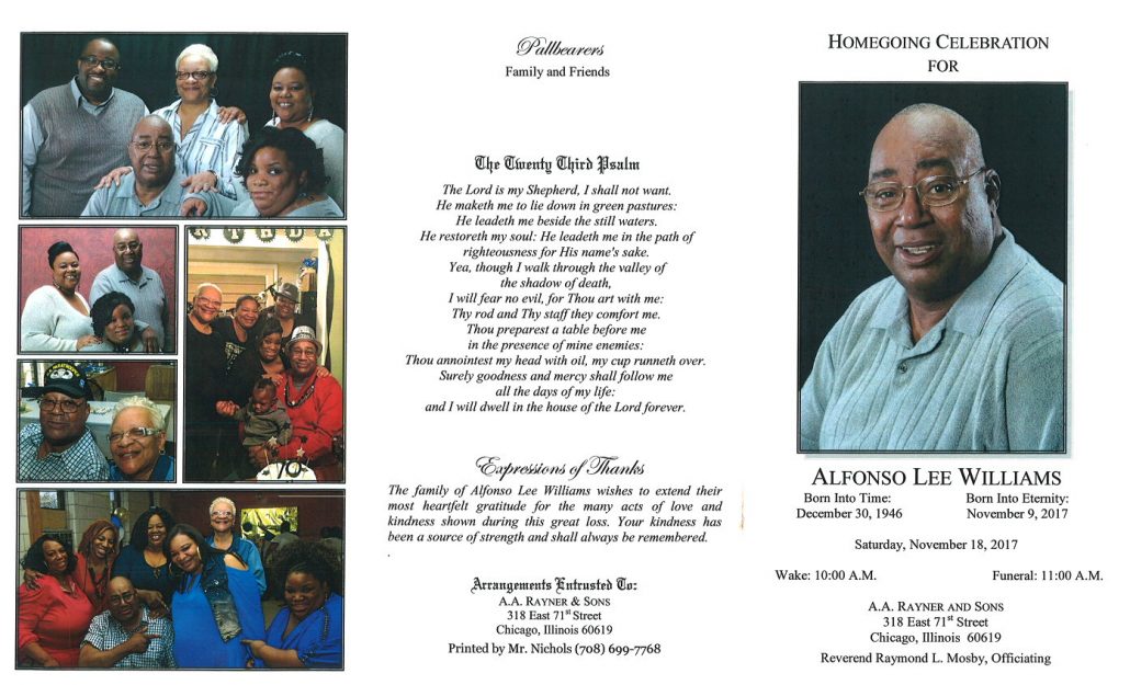 Alfonso Lee Williams Obituary