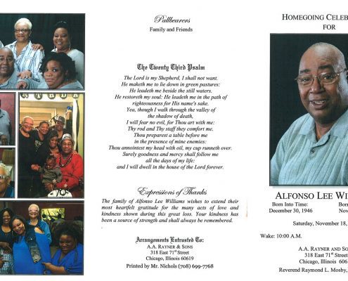 Alfonso Lee Williams Obituary