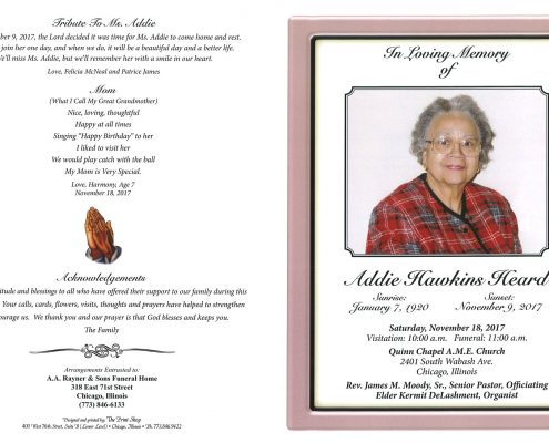Addie Hawkins Heard Obituary